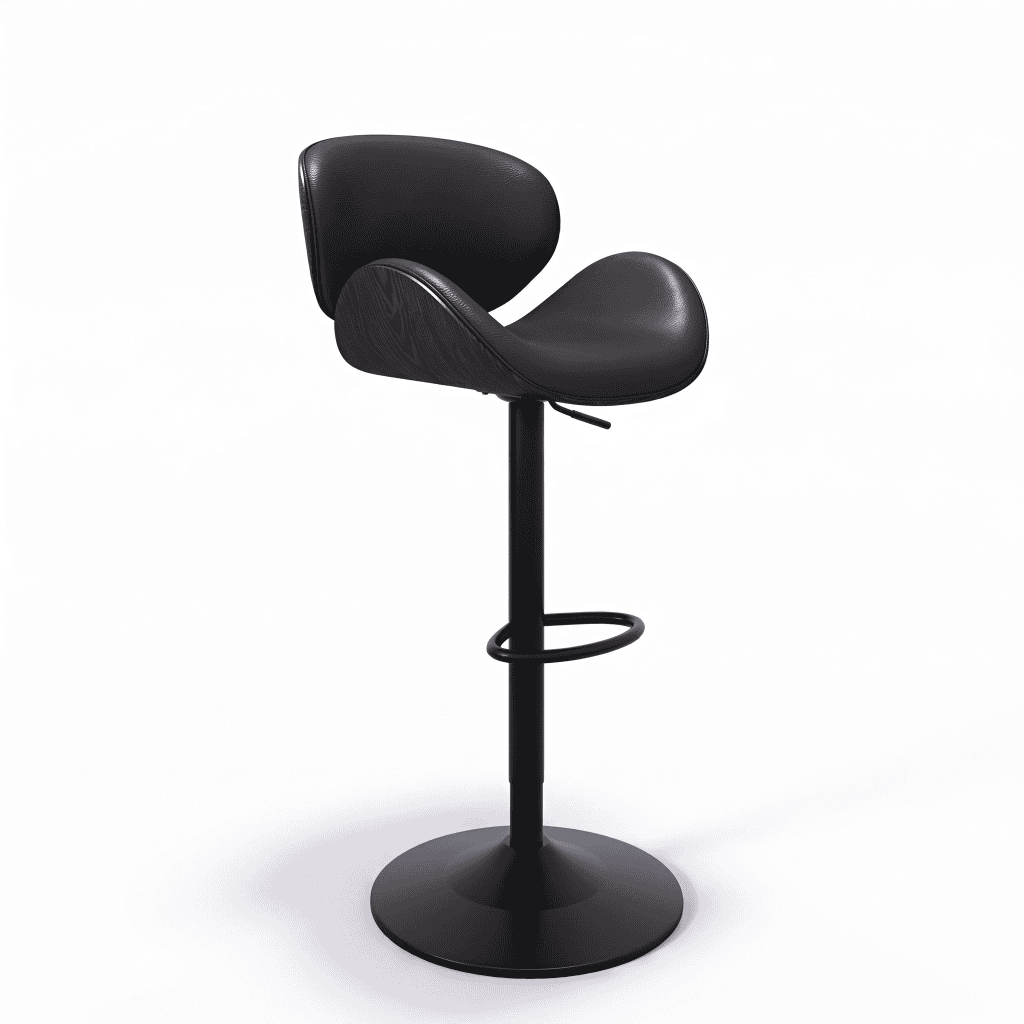 swivel stool, black wood / black base