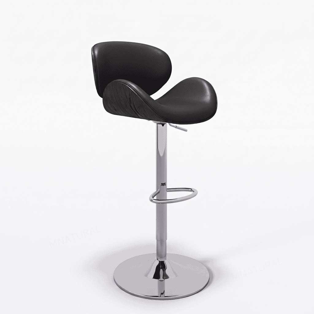swivel stool, black wood / chrome base