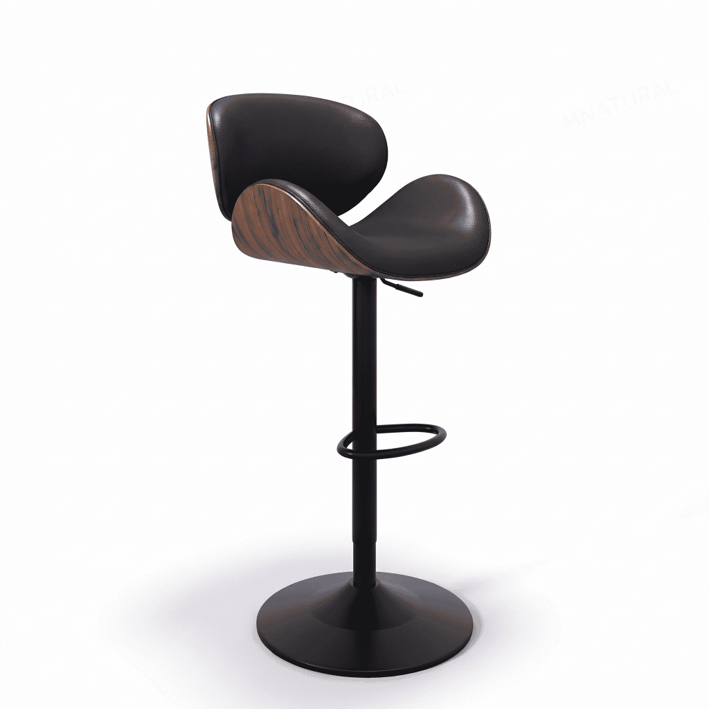 swivel stool, walnut / black base