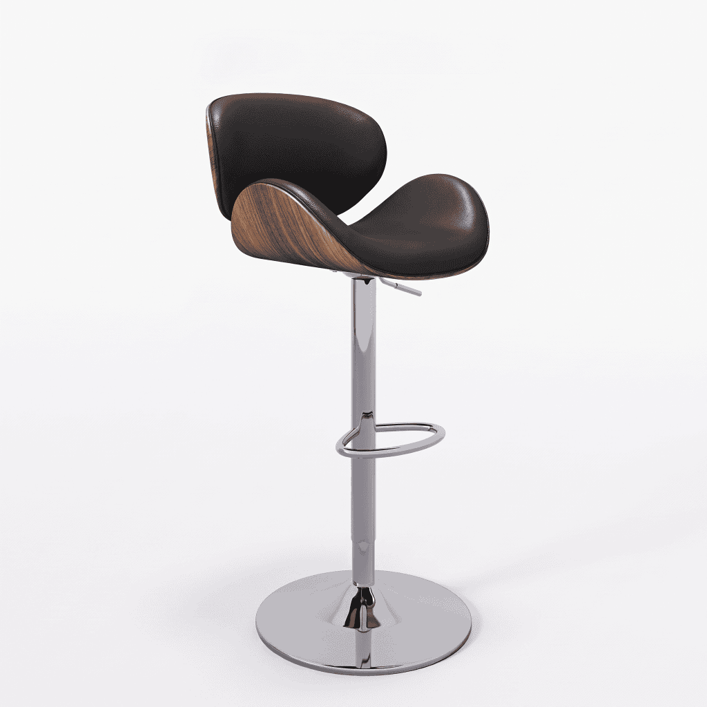 swivel stool, walnut / chrome base