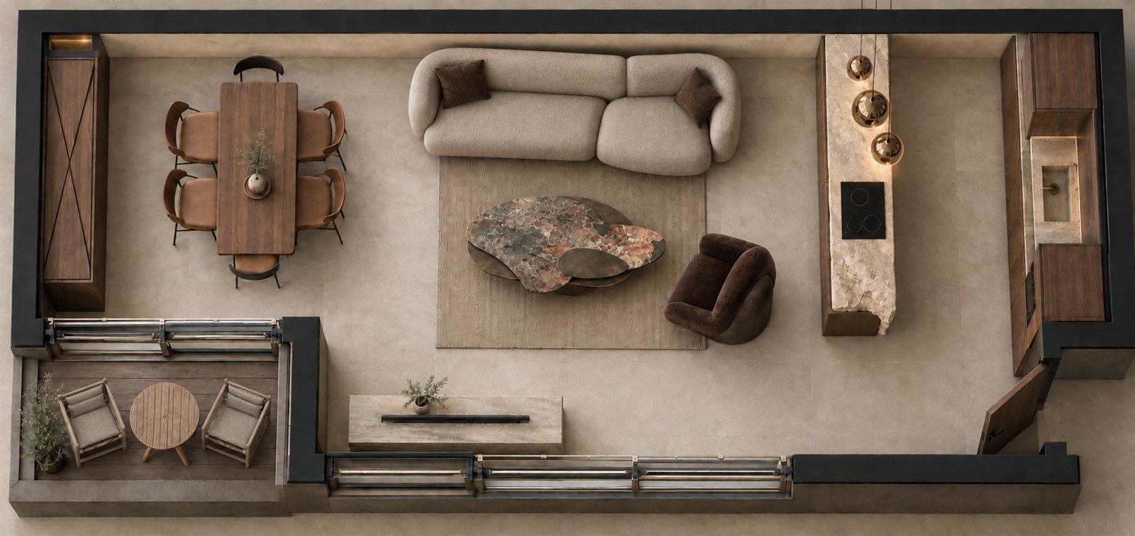 A living room furnished as one scheme
